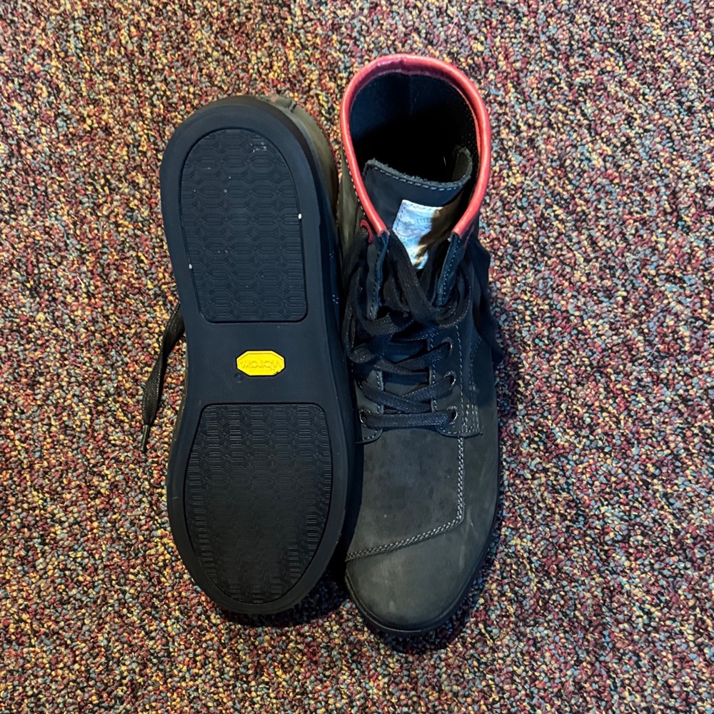 Men's Lace-Up Motorcycle Boots with Red Accent